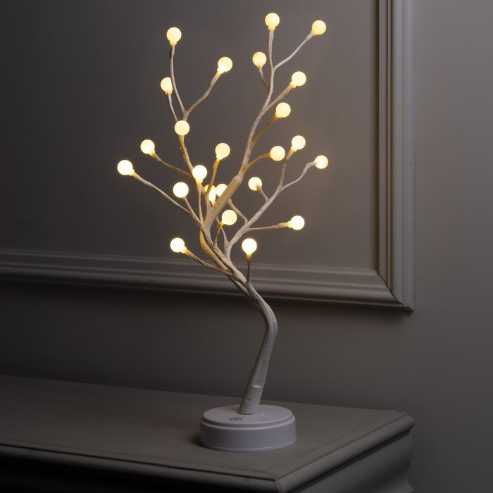 Светодиодный куст «Жемчужины» 45 см, 24 LED, постоянное свечение, батарейки ААх3 (не в комплекте), USB, свечение тёплое белое Светодиодный куст «Жемчужины» 45 см, 24 LED, постоянное свечение, батарейки ААх3 (не в комплекте), USB, свечение тёплое белое