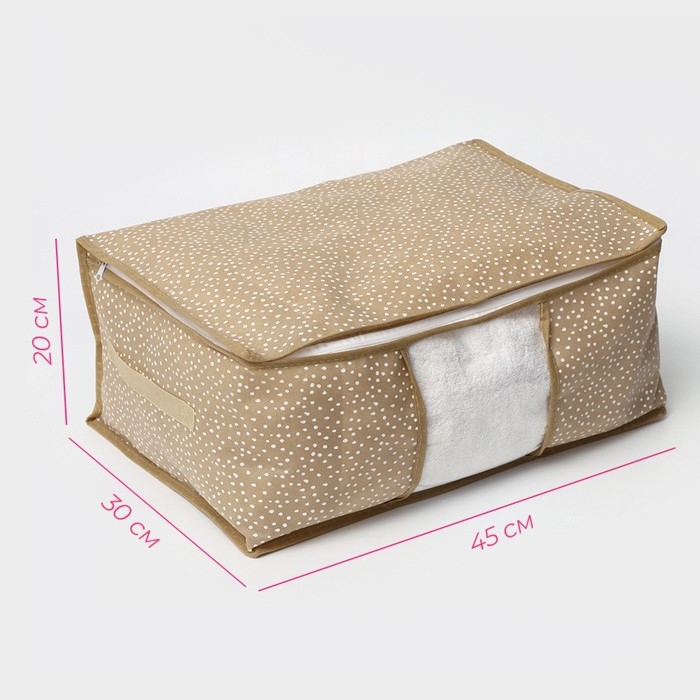 Кофр для хранения вещей Доляна Points, ПВХ окно, 45×30×20 см, цвет бежевый Кофр для хранения вещей Доляна Points, ПВХ окно, 45×30×20 см, цвет бежевый