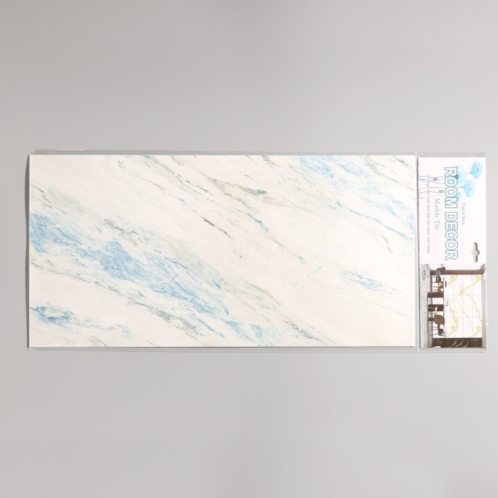 Панель самоклеящаяся 60*30см мрамор белый с синим Панель самоклеящаяся 60*30см мрамор белый с синим