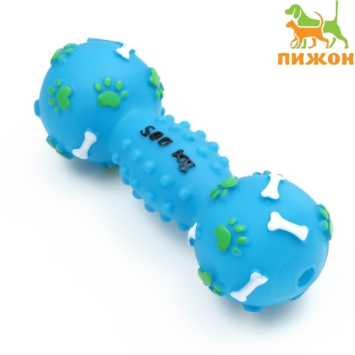 Игрушка пищащая  Игрушка пищащая "Гантель 500 kg", 17,5 см, голубая