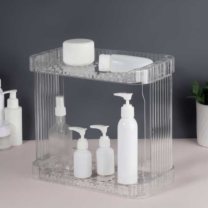 Органайзер для хранения «CRISTAL», 2 секции, 28 × 15 × 26 см, цвет прозрачный