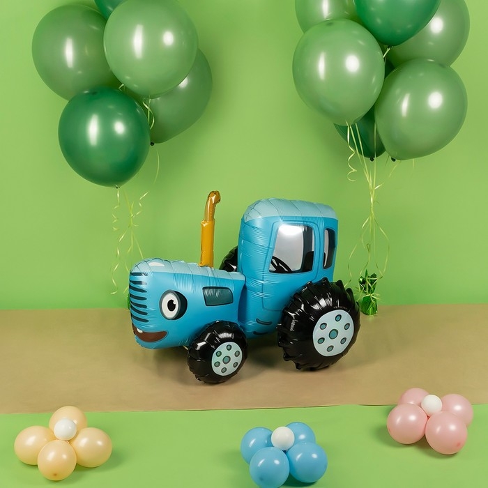 Фольгированный шар 28 Фольгированный шар 28" «3D Синий Трактор», фигура