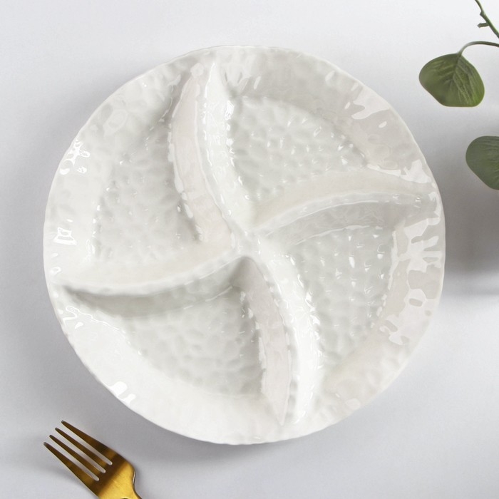 Менажница керамическая 4 ячейки «Воздушность», 24×3,5 см, цвет белый Менажница керамическая 4 ячейки «Воздушность», 24×3,5 см, цвет белый