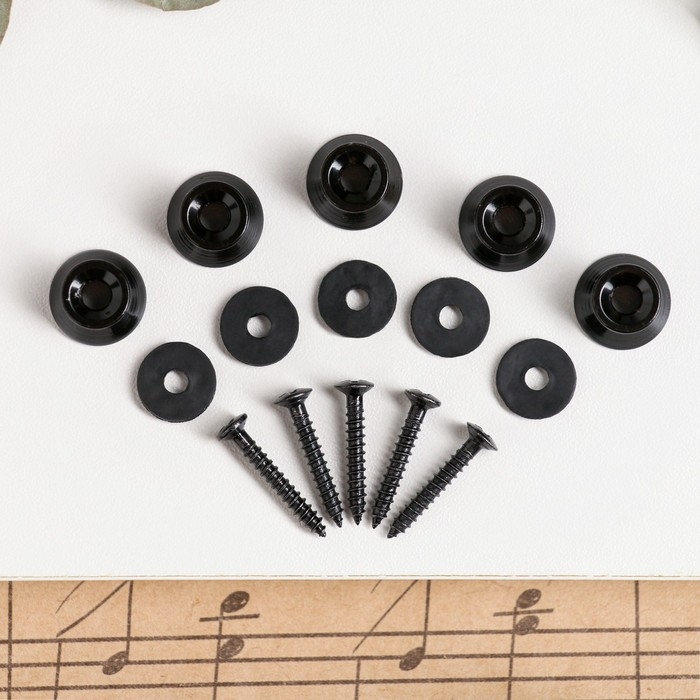 Набор замков-фиксаторов для гитарного ремня Music Life черный,  5 шт Набор замков-фиксаторов для гитарного ремня Music Life черный,  5 шт