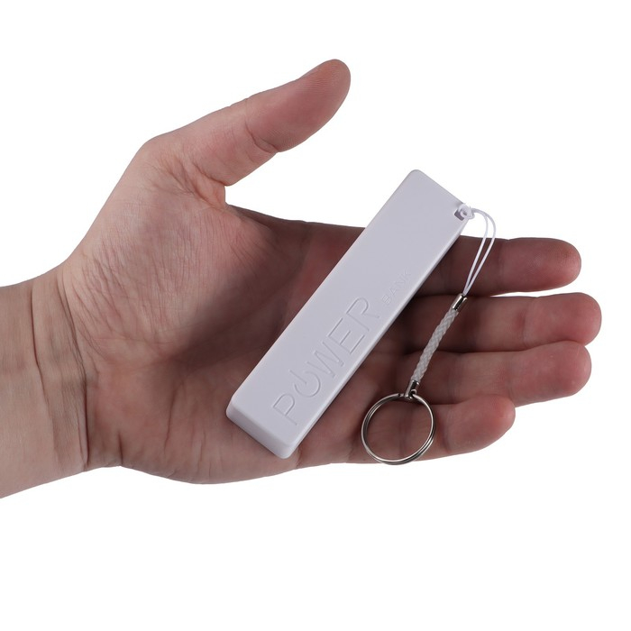 Внешний аккумулятор Luazon модель PB-03, 2200 мАч, USB, 1 А, крепление кольцо, белый Внешний аккумулятор Luazon модель PB-03, 2200 мАч, USB, 1 А, крепление кольцо, белый