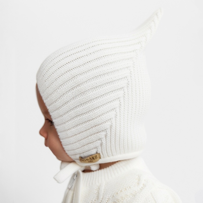 Шапка вязаная детская MINAKU, цвет белый, размер 44-46 Шапка вязаная детская MINAKU, цвет белый, размер 44-46