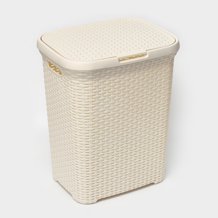 Корзина бельевая с крышкой, 60 л, 34×44×56 см, цвет слоновая кость Корзина бельевая с крышкой, 60 л, 34×44×56 см, цвет слоновая кость