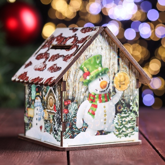 Новогодний домик-копилка Новогодний домик-копилка "Домик", 10х10х11 см, микс