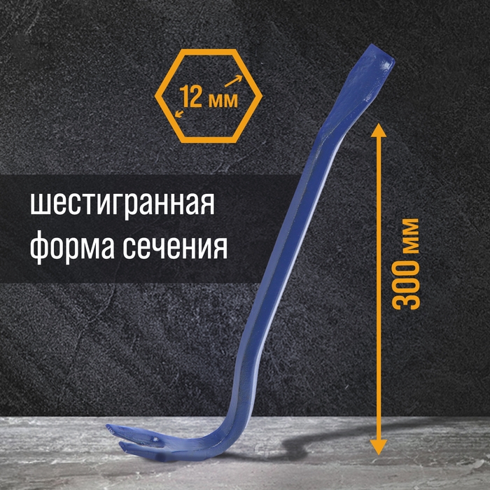 Лом-гвоздодер ТУНДРА, 65 сталь, шестигранный, 300 х 12 мм Лом-гвоздодер ТУНДРА, 65 сталь, шестигранный, 300 х 12 мм