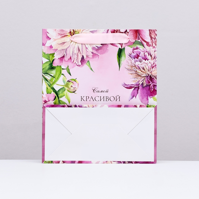 Пакет ламинированный вертикальный Пакет ламинированный вертикальный "Самой красивой, пионы", 23 х 27 х 11,5 см