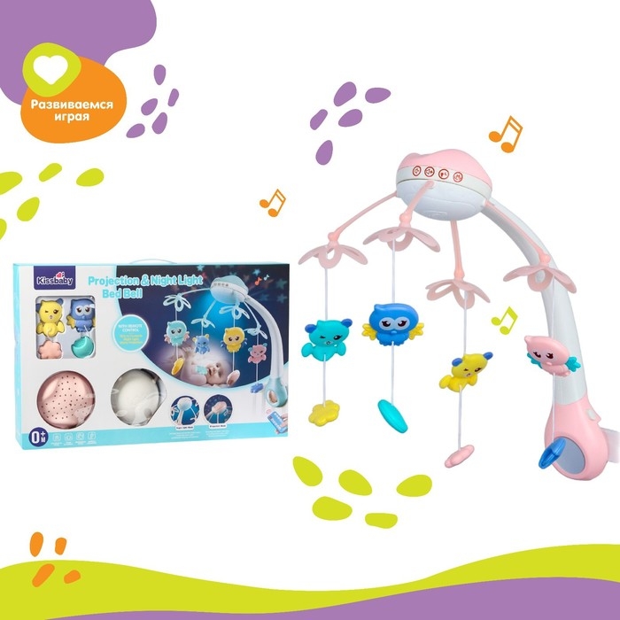 Мобиль музыкальный на кроватку «Нежные птички», с ночником + пульт, цвет МИКС Мобиль музыкальный на кроватку «Нежные птички», с ночником + пульт, цвет МИКС