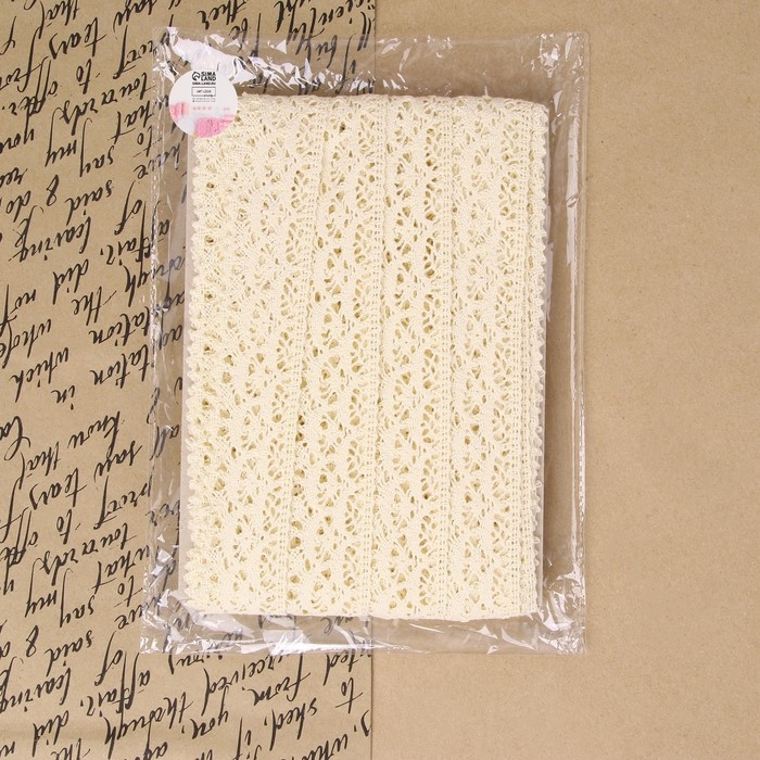 Кружево вязаное, 40 мм × 10 ± 1 м, цвет бежевый Кружево вязаное, 40 мм × 10 ± 1 м, цвет бежевый