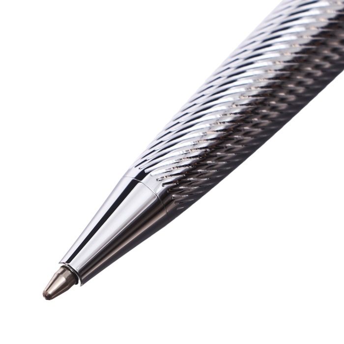 Ручка подарочная шариковая в кожзам футляре поворотная Карбон корпус серебро Ручка подарочная шариковая в кожзам футляре поворотная Карбон корпус серебро