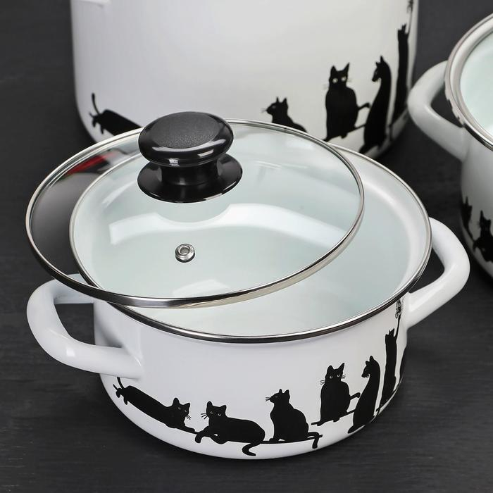 Набор кастрюль &laquo;Кошечки&raquo;, 3 предмета: 1,5 л, 2,3 л, 5 л, индукция