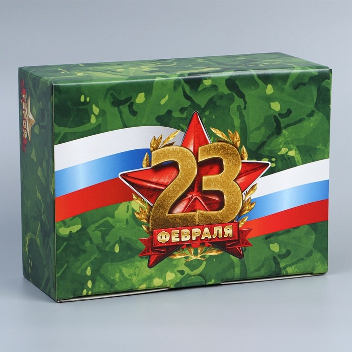 Коробка подарочная сборная, упаковка, «23 февраля», 26 х 19 х 10 см Коробка подарочная сборная, упаковка, «23 февраля», 26 х 19 х 10 см