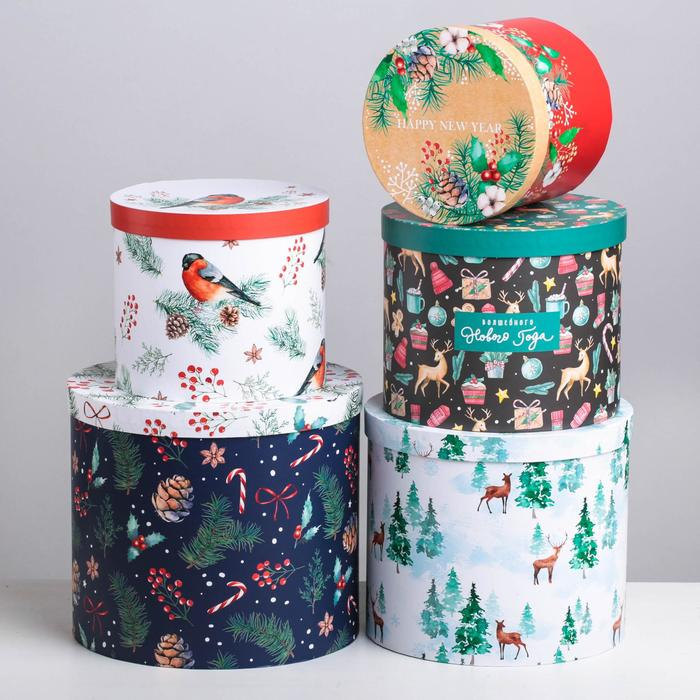 Набор подарочных коробок 5 в 1 «Европейский», 13 х 14‒19.5 х 22 см, Новый год Набор подарочных коробок 5 в 1 «Европейский», 13 х 14‒19.5 х 22 см, Новый год