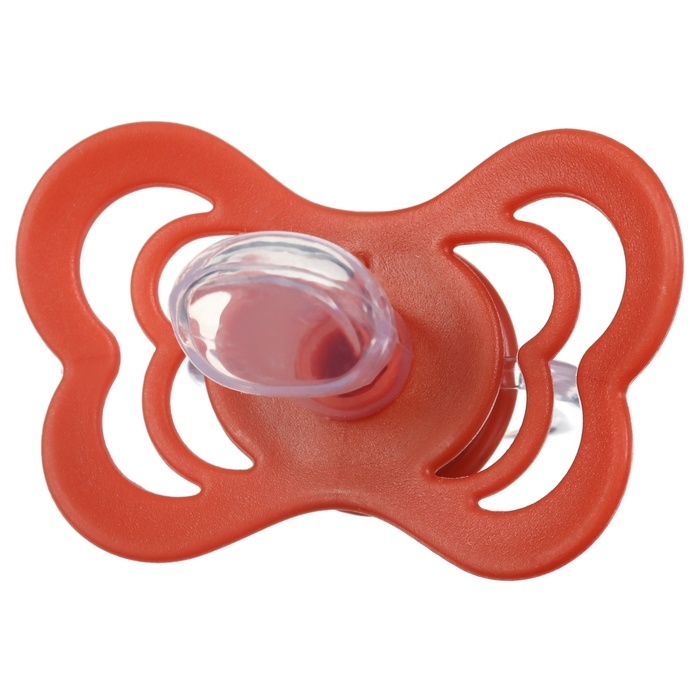 Соска - пустышка ортодонтическая, силикон, +6 мес., с держателем, цвет вишневый Соска - пустышка ортодонтическая, силикон, +6 мес., с держателем, цвет вишневый