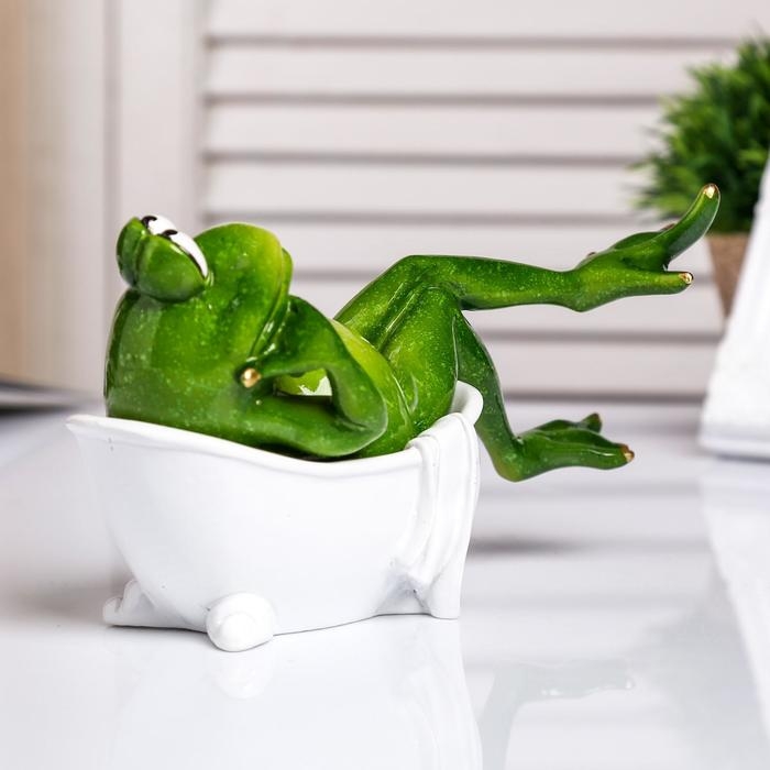 Сувенир полистоун лак Сувенир полистоун лак "Лягуха в ванной" 9х18,5х10 см