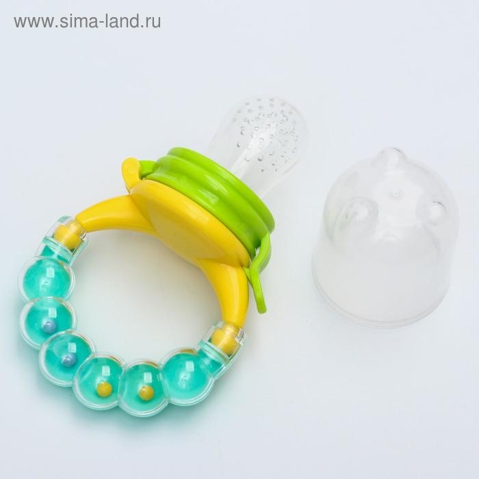 Ниблер для прикорма, с силиконовой сеточкой, ручка-погремушка, цвет зеленый Ниблер для прикорма, с силиконовой сеточкой, ручка-погремушка, цвет зеленый