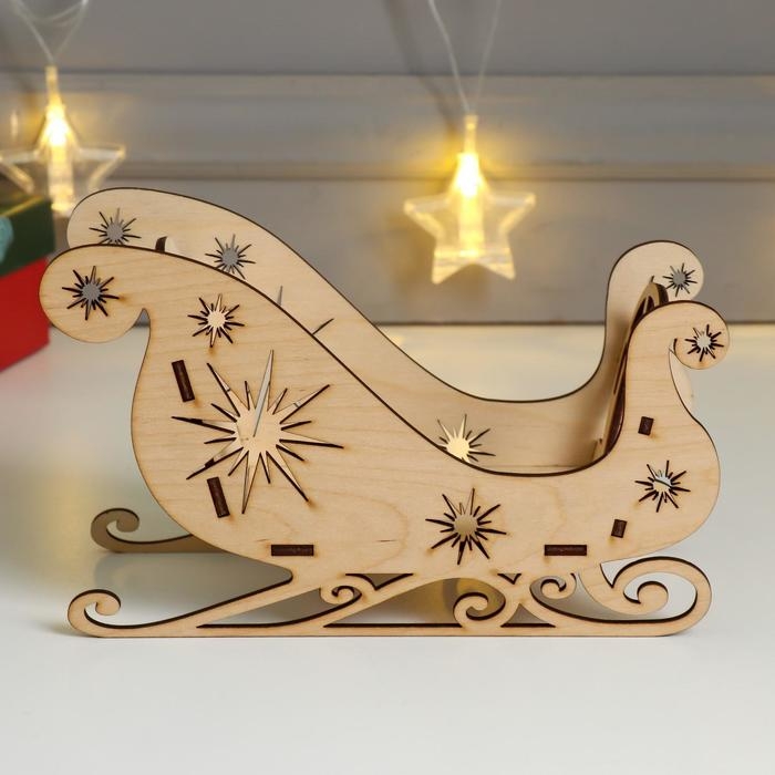 Шкатулка дерево Новогодние Сани  Шкатулка дерево Новогодние Сани "Звезда" (набор 5 деталей)  20х12х8 см