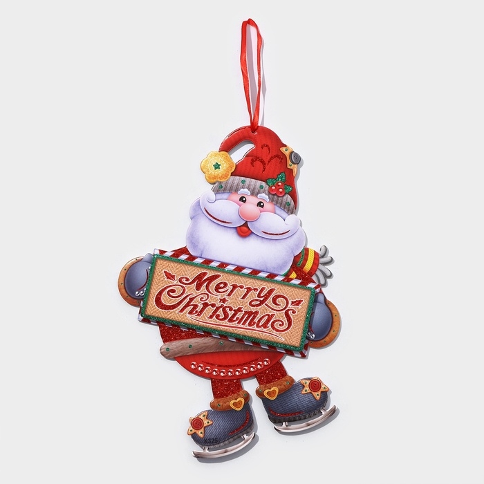 Декоративное украшение (подвеска)  Декоративное украшение (подвеска) "Дедушка мороз на коньках" 33,5х24,5 см