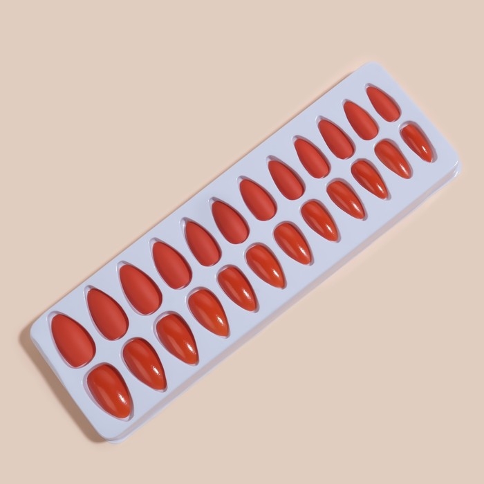 Накладные ногти, 24 шт, с клеевыми пластинами, форма миндаль, цвет коралловый Накладные ногти, 24 шт, с клеевыми пластинами, форма миндаль, цвет коралловый