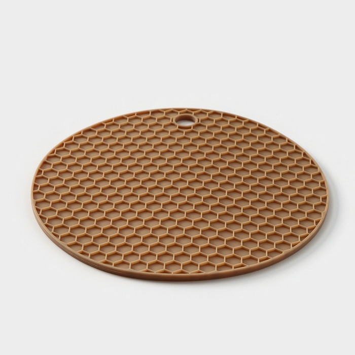 Коврик - подставка под горячее силиконовый, d=140 мм, толщина=3.5 мм, цвет бежевый Коврик - подставка под горячее силиконовый, d=140 мм, толщина=3.5 мм, цвет бежевый