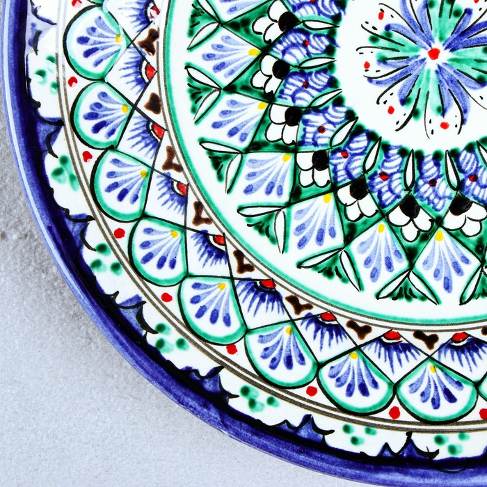 Тарелка Риштанская Керамика Тарелка Риштанская Керамика "Узоры", 22 см, синяя