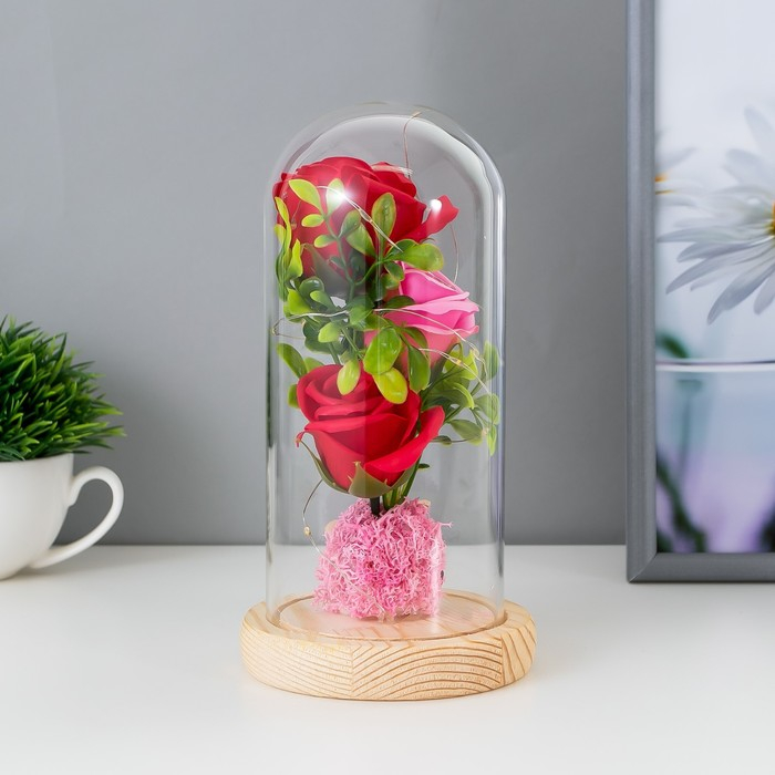 Ночник-колба Ночник-колба "Три розы" LED от батареек 3хААА 11х11х21,5 см RISALUX