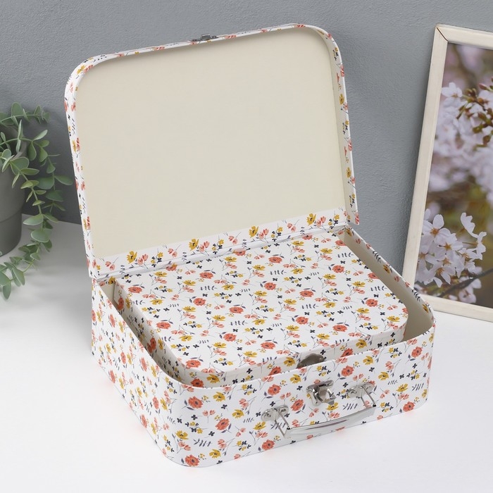 Шкатулка картон сундучок Шкатулка картон сундучок "Цветочная" набор 3 шт 29,5х21,5х9,6 24,5х18,5х9 19,5х15,5х8,2 см 1023563