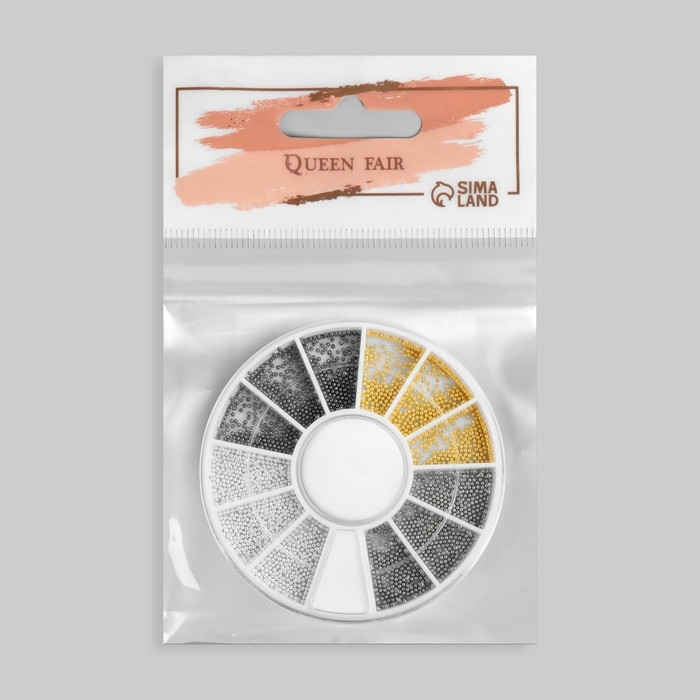 Бульонки для декора ногтей, d = 0,8 мм, 12 ячеек, цвет белый/чёрный/золотистый/серебристый Бульонки для декора ногтей, d = 0,8 мм, 12 ячеек, цвет белый/чёрный/золотистый/серебристый