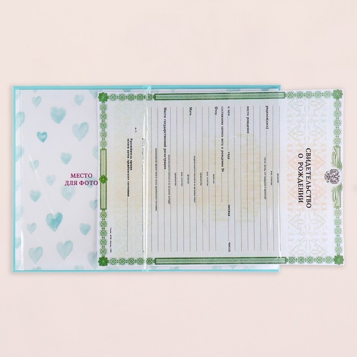 Папка под свидетельство о рождении  Папка под свидетельство о рождении "Для мальчика" голубой фон, А5