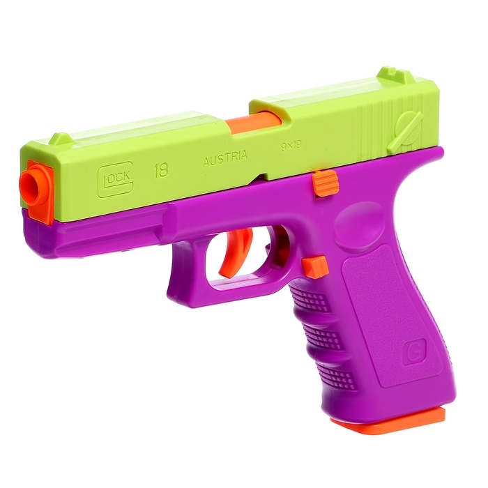 Пистолет детский «Глок», стреляет мягкими пулями, вылетают гильзы, автоматическая перезарядка Пистолет детский «Глок», стреляет мягкими пулями, вылетают гильзы, автоматическая перезарядка