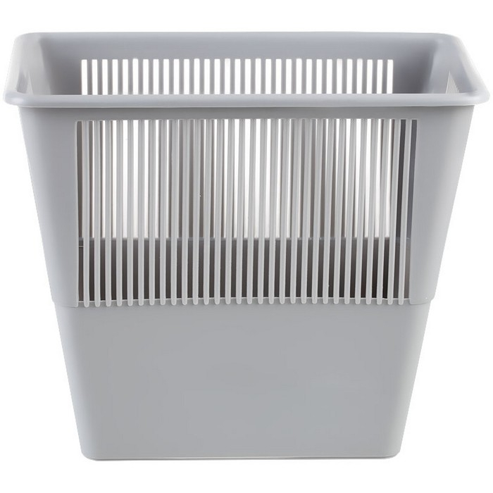 Корзина для бумаг и мусора Стамм, 12 литров, пластик, сетчатая, прямоугольная, серая Корзина для бумаг и мусора Стамм, 12 литров, пластик, сетчатая, прямоугольная, серая
