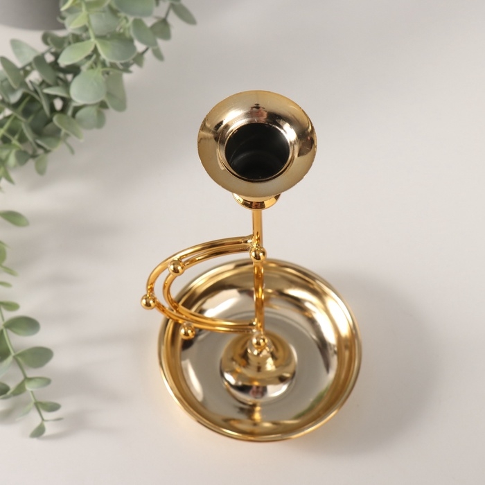 Подсвечник металл на 1 свечу Подсвечник металл на 1 свечу "Шарики на дуге" d-2 см 10,5х10,5х23 см