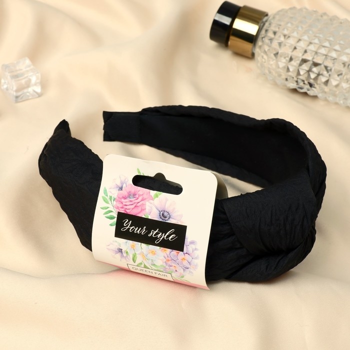 Ободок для волос Ободок для волос "Каприз" 5 см, жатка, чёрный