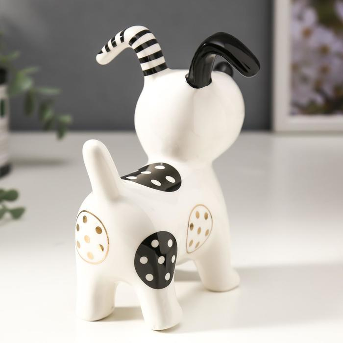 Сувенир керамика Сувенир керамика "Щенок в заплатках" бело-чёрный с золотом 12,8х8,5х13,5 см