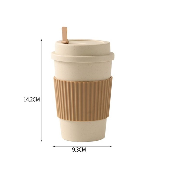 Термостакан для кофе, 470 мл, PP пластик, 14.2 × 9.3 см, с ложкой, с крышкой