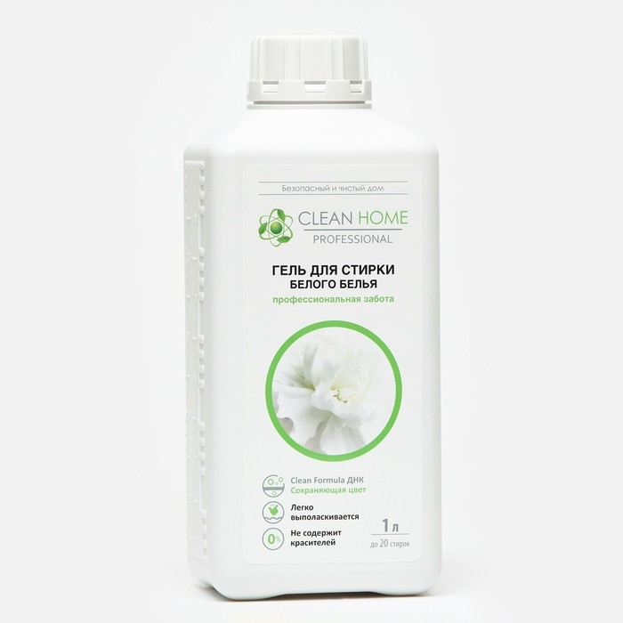 Жидкое средство для стирки Clean home, гель, для белых тканей, 1 л Жидкое средство для стирки Clean home, гель, для белых тканей, 1 л