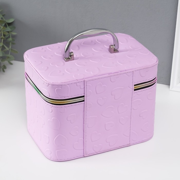 Шкатулка кожзам с зеркалом Шкатулка кожзам с зеркалом "Сердца" св-сирень набор 3 шт 19х10,5х10,5 21х13х14 15х23х17 см