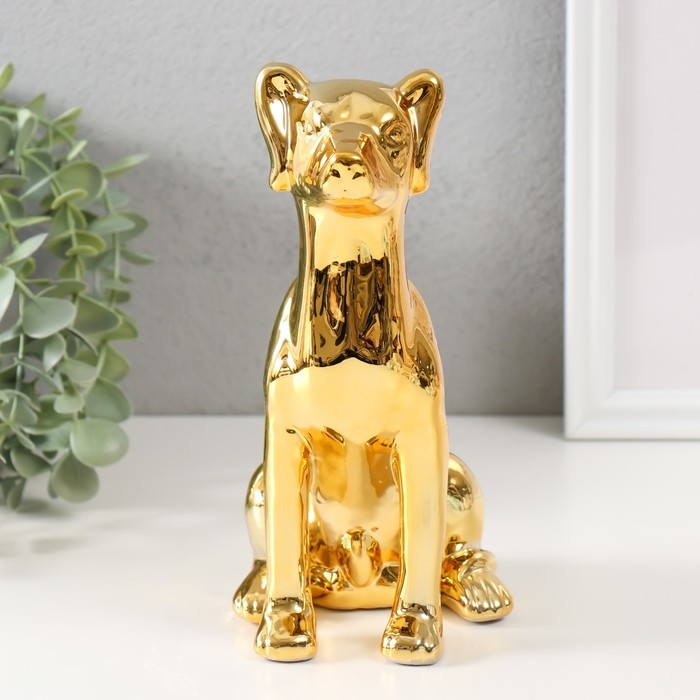 Копилка керамика Копилка керамика "Пёсик золотой" 11,5х9,5х20,5 см
