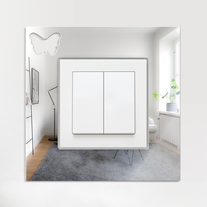 Наклейка интерьерная под выключатель Наклейка интерьерная под выключатель "Бабочка", декор настенный зеркальный, 15х15 см