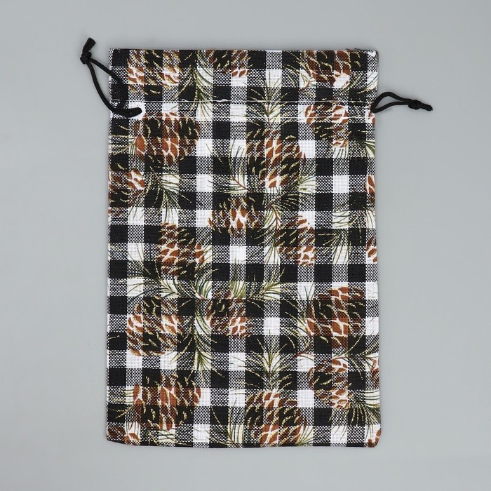 Мешочек подарочный холща «Новогодняя клетка», 16 х 24 см +/- 1.5 см, Новый год Мешочек подарочный холща «Новогодняя клетка», 16 х 24 см +/- 1.5 см, Новый год