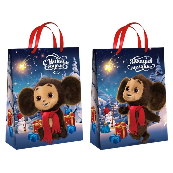 Пакет подарочный, 31х40х11.5 см, упаковка, Чебурашка Пакет подарочный, 31х40х11.5 см, упаковка, Чебурашка