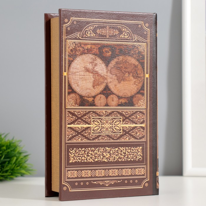 Сейф дерево книга кожзам  Сейф дерево книга кожзам "Атлас Мира"21х13х5 см