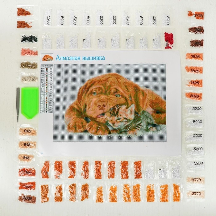 Алмазная мозаика «Котёнок и щенок», с полным заполнением на холсте, 22 × 32 см Алмазная мозаика «Котёнок и щенок», с полным заполнением на холсте, 22 × 32 см