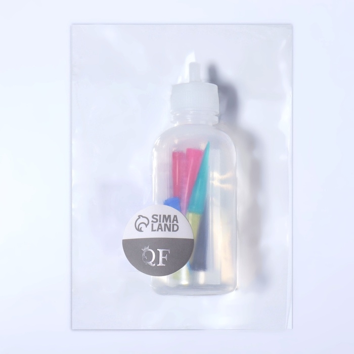 Бутылочка для нанесения краски, со шкалой деления, 50 мл, 7 насадок, цвет разноцветный/прозрачный Бутылочка для нанесения краски, со шкалой деления, 50 мл, 7 насадок, цвет разноцветный/прозрачный