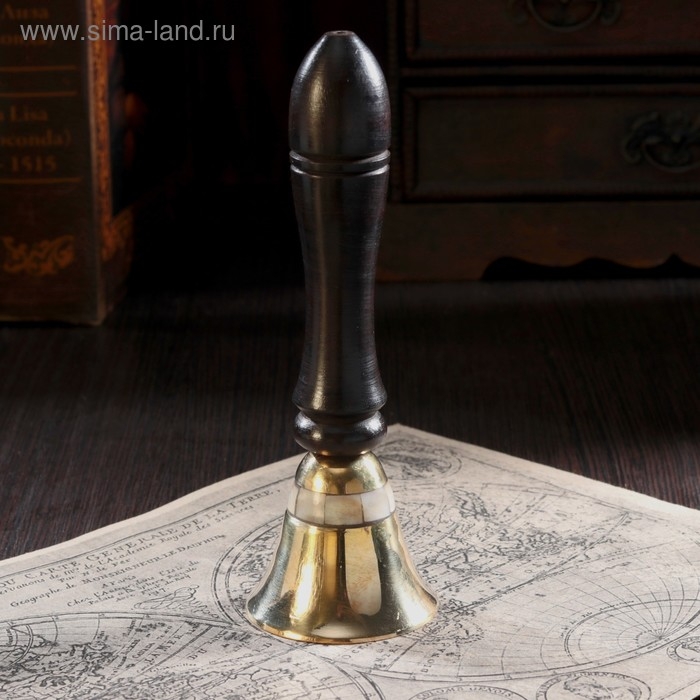 Колокольчик  Колокольчик "Счастье" латунь,дерево 5,5х5,5х15 см