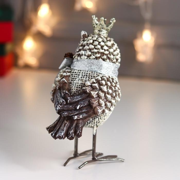 Сувенир полистоун Сувенир полистоун "Филин в короне, с бантом и шишками" 15,5х8х10,5 см