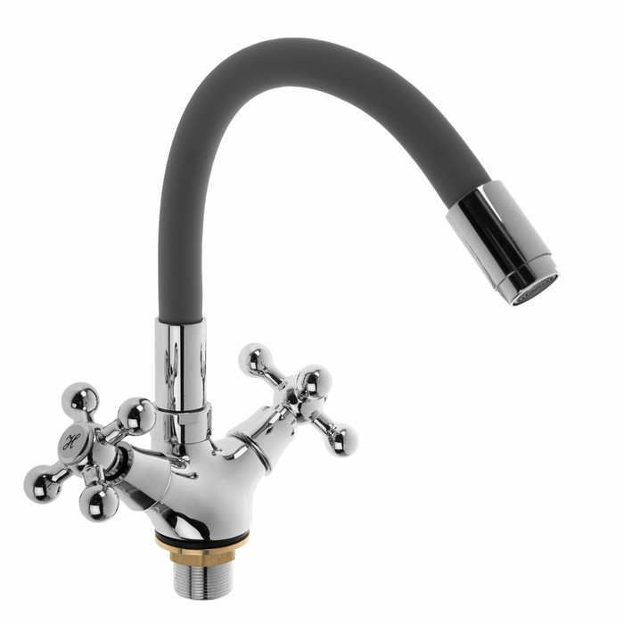 Cмеситель для кухни Accoona A9871T, двухвентильный, силиконовый излив, силумин, серый/хром Cмеситель для кухни Accoona A9871T, двухвентильный, силиконовый излив, силумин, серый/хром